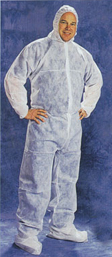 Coverall, Polypropylene, Zip Front, Hood & Boots w/ Elastic WristAbso